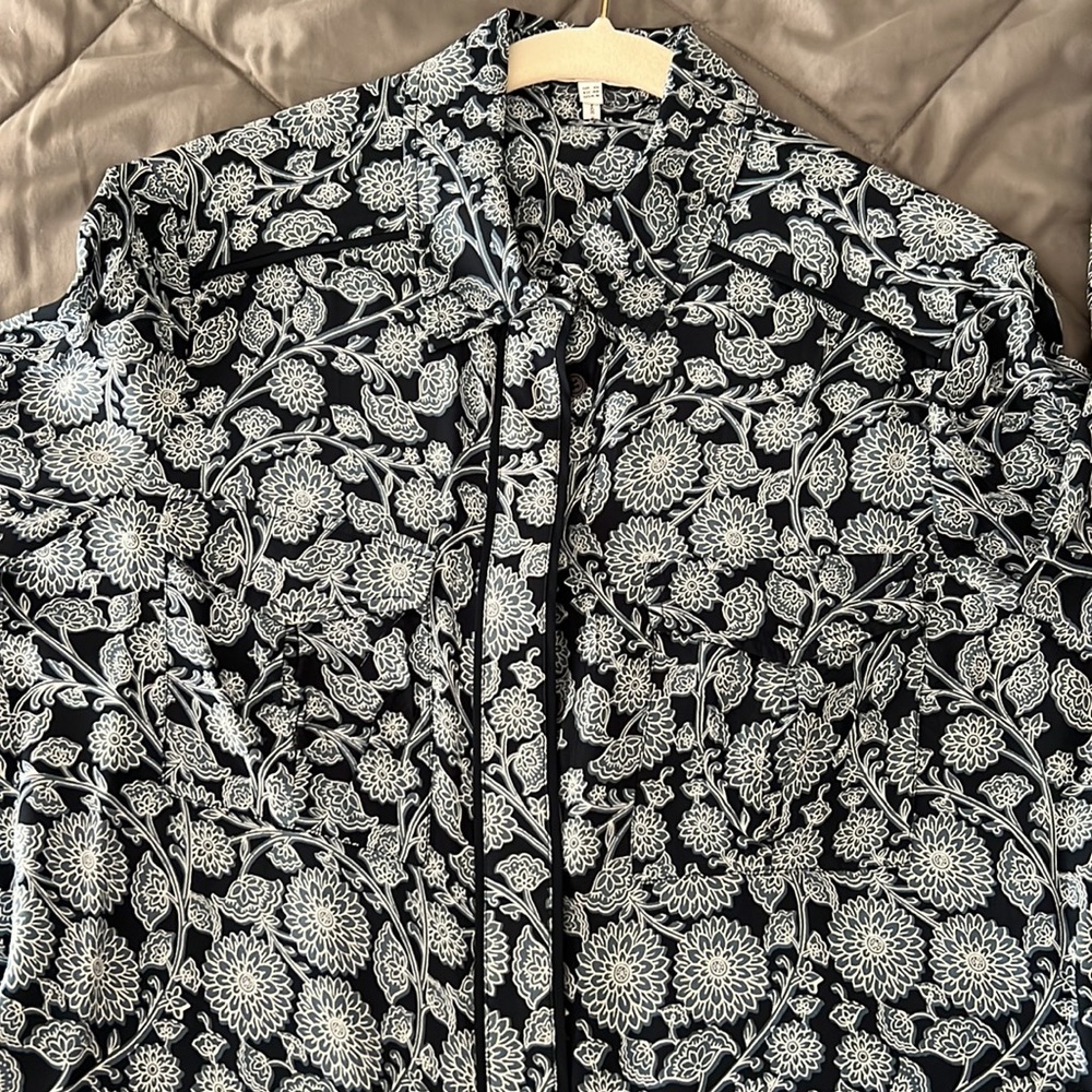 Reiss navy and white blouse